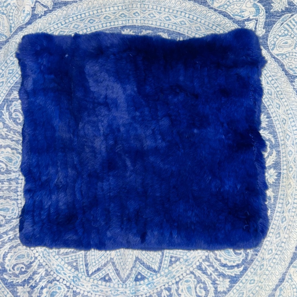 royal blue rabbit infinity scarf from Artelier by Nicole Miller